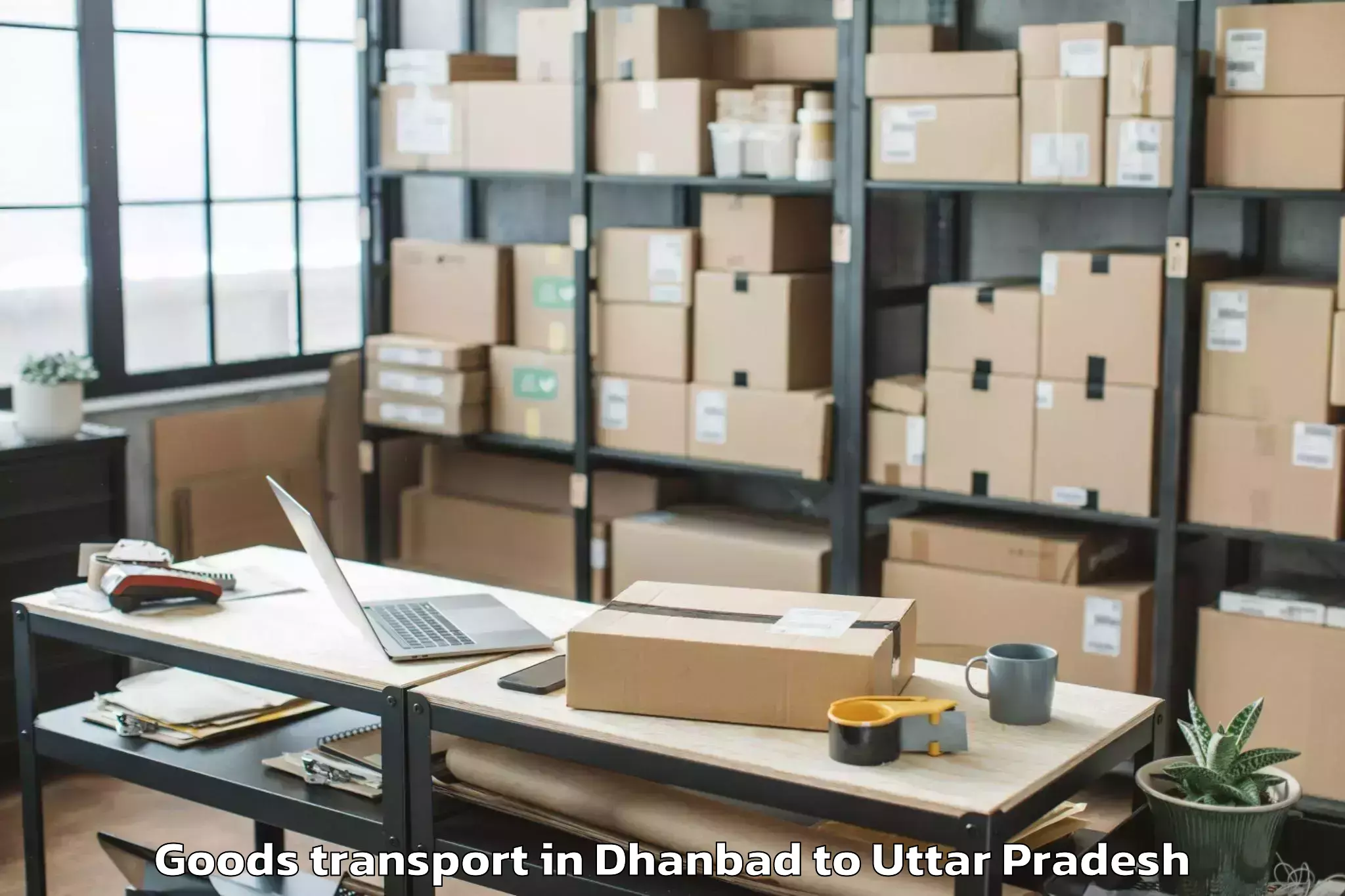 Easy Dhanbad to Rama University Kanpur Goods Transport Booking